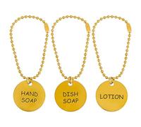 OLYCRAFT 3Pcs Lotion Soap Dispenser Chain Labels Tags Soap Lotion Dispenser Tags Decoration Labels Charms Hand-Soap Label Hanging Tag with Chain for Bathroom Dispensers Kitchen Mason Jar
