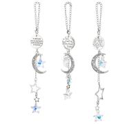 OLYCRAFT 3pcs Moon and Star Rear View Mirror Accessories Suncatcher Car Hanging Ornaments Colorful Car Mirror Charm for Women Glass Alloy Cars Charm for Windows Indoor Outdoor Garden Decoration