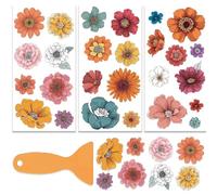 OLYCRAFT 3pcs/Set Blossoms Rub on Transfers for Furniture and Craft 15x30cm Colorful Flower Furniture Decal Transfer Stickers Rub on Decal with 1pc Scraper for Scrapbook Window Home Decoration