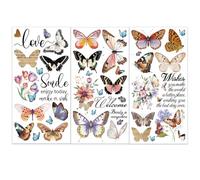 OLYCRAFT 3pcs/Set Butterfly Rub on Transfers for Furniture and Crafts 15x30cm Flower Poetry Pintie Furniture Decals Word Transfer Stickers Rub on Decals for Wood Furniture Home Decor