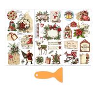OLYCRAFT 3pcs/Set Christmas Santa Claus Rub on Transfers for Furniture and Craft 15x30cm Vintage Postcard Furniture Decal Transfer Sticker Rub on Decal with 1pc Scraper for Window Home Decoration