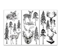 OLYCRAFT 3pcs/Set Deer Rub on Transfers for Furniture and Crafts 15x30cm Tree Forest Furniture Decals Antlers Animal Transfer Stickers Rub on Decals for Wood Scrapbooking Home Decor