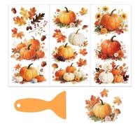 OLYCRAFT 3pcs/Set Golden Autumn Pumpkin Rub on Transfers for Furniture and Craft 15x30cm Maple Leaf Furniture Decal Transfer Stickers Rub on Decal with 1pc Scraper for Scrapbook Home Decoration