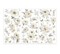 OLYCRAFT 3pcs/Set Ivory Flowers Rub on Transfers for Furniture and Crafts 15x30cm White Flowers Decals Flower Theme Transfer Stickers for Wood Home Decor