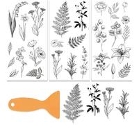 OLYCRAFT 3pcs/Set Line Flower Rub on Transfers for Furniture and Craft 15x30cm Leaf Furniture Decal Transfer Stickers Rub on Decal with 1pc Scraper for Scrapbook Window Home Decoration