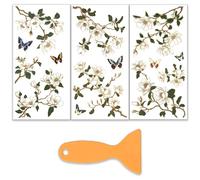 OLYCRAFT 3pcs/Set Oriental Aesthetics Rub on Transfers for Furniture and Craft 15x30cm Magnolia Furniture Decal Transfer Stickers Rub on Decal with 1pc Scraper for Scrapbook Window Home Decoration