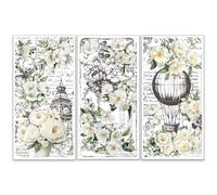 OLYCRAFT 3pcs/set White Floral Poetry Rub on Transfers for Furniture And Crafts 15x30cm White Flowers Furniture Transfer Sticker Furniture Decals Decor Transfer Stickers Rub on Decals for Furniture