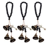 OLYCRAFT 3Pcs Witch Bells Protection for Door Knob Black Witchcraft Bells Witch Bells Door Knob Hanger Pagan Bell Decor Wood Beads Magic Keys Witch Bells for Witchy Room Home Decor Witchy Gifts