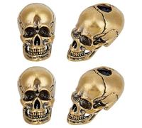 OLYCRAFT 4 Pack Paracord Beads for Jewelry Making Skull Brass Paracord Bead with 6mm Hole Gothic Punk Lanyard Beads Skeleton Charm Bead for Bracelet Necklace Making - Antique Golden