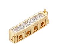 OLYCRAFT 4 Rows 925 Sterling Silver Necklace Shortening Clasp 18K Gold Plated Adjustable Chain Clasp with Cubic Zirconia Shortener Enhancer Clasps for Necklace Bracelet Jewelry Making Supplies