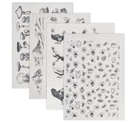 OLYCRAFT 4 Sheets 4 Styles Underglaze Transfers for Pottery Ceramic Transfer Paper Chicken Bee Ceramic Decal Paper Mushroom Mountain Underglaze Transfer Papers for Ceramics Artist DIY Craft Enthusiast