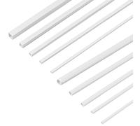 OLYCRAFT 40pcs 10 Sizes Round and Square ABS Plastic Hollow Tubes 3/4/5/6/8mm Plastic Bar Rods White Plastic Hollow Bar for DIY Handmade Sand Table Material Model Building