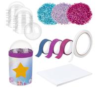 OLYCRAFT 48 Set 8cm Half Ball Clear Candy Domes Potato Chip Shaker Party Favor Acrylic Half Ball Dome with 3 Bags Cabochons 8 Rolls Tapes and 30 Sheets Paper for Chips Can Crafting
