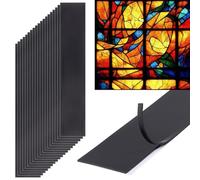 OLYCRAFT 48m Stained Glass Lead Lines Silicone Stained Glass Lead Lines 3mm Wide Black Gallery Glasses Leads Line Glasses Decal Leading Strips for Painting Window Surface DIY Handicrafts