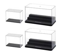OLYCRAFT 4Pcs 2 Styles Acrylic Display Case Dustproof Waterproof Display Box Mini-Figures Storage Case Clear Showcase Mini Presentation Box with Block Base for Minifigure Action Figures Collectibles