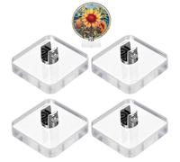 OLYCRAFT 4pcs Acrylic Adjustable Glass Display Stands Art Creations Stained Ceramic Tiles Plaques Clear Decorative Plate Easel Acrylic Base Holder for Collectibles Pictures Office Home Use