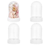 OLYCRAFT 4Pcs Acrylic Dome Display Case 70x109mm Column Acrylic Dome Display Clear Acrylic Dome Eternal Flower White Display Case Cloche Bell Jar for Flower Jewelry Storage Home Party Decoration