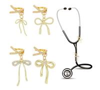 OLYCRAFT 4Pcs Bling Rhinestone Stethoscope Charms Set Butterfly Stethoscopes Tag Alloy Enamel Pendant ID Name Tag Charm Stethoscope Charms Stethoscopes Accessories for Doctor Nurse Medical Assistant