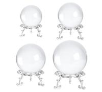 OLYCRAFT 4Pcs Clear Crystal Ball with Stand Crystal Sphere for Magic Photography Lensball Prop for Magical Shots Decorative Transparent Spheres Photograph Prop for Lensball Photography Decor