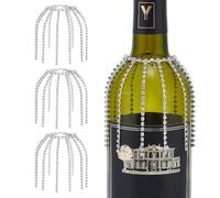 OLYCRAFT 4Pcs Glass Rhinestone Tassel 12cm Wine Bottle Rhinestone Jewel Tassel Brass Wine Bottle Pendant Champagne Bottles Decorative Charms for Party Bottles Wedding Champagne Decorations