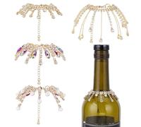 OLYCRAFT 4Pcs Golden Champagne Bottle Tassel 13cm Pearl Wine Bottle Decoration Champagne Bottles Decorative Fringe Veil Wine Bottles Decorative Charms for Party Wedding Decorations Present