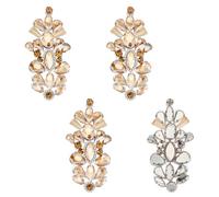 OLYCRAFT 4pcs Hot Fix Crystal Sewing Applique 71x38mm Gold Flower Rhinestone Applique Wedding Bridal Rhinestones Iron on Appliques for Hair Costume Shoes Belt Decoration