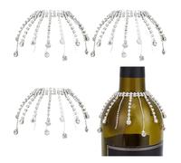 OLYCRAFT 4Pcs Rhinestone Wine Bottle Decoration Jewel 12cm Brass Short Veil Wine Bottle Pendant Champagne Bottles Decorative Charms for Party Bottles Wedding Champagne Decorations