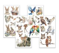 OLYCRAFT 4pcs/Set Animal Rub on Transfers for Furniture and Crafts 15x30cm Rabbit Deer Furniture Decals Owl Bird Parrot Transfer Stickers Rub on Decals for Wood Furniture Home Decoration