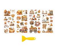 OLYCRAFT 4pcs/Set Pumpkin Rural Rub on Transfers for Furniture and Crafts 15x30cm Retro Watercolor Furniture Decals Autumn Theme Transfer Stickers Rub on Decals for Wood Furniture Home Decoration
