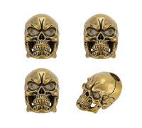 OLYCRAFT 4Pcs Skull Brass Paracord Beads Lanyard Spacer Beads 5.5mm Large Hole European Bead Gothic Punk Skeleton Bead for Bracelet Necklace Jewelry Keychain Making - Antique Bronze