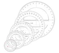 OLYCRAFT 5 Pack 5 Sizes 360 Degree Protractor Clear Plastic Protractor Set Round Geometry Ruler Clear Math Protractors Clear Mathematical Geometry Tool for Drawing and Drafting Angle Measurement