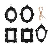OLYCRAFT 5 Pack Hanging Photo Frames Set Wall Mountable Picture Frames with Rope Resin Mini Photo Frame Black Picture Display Set for Home Wall Decor Hotel Gallery Display Jewelry Showcase