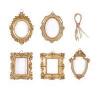 OLYCRAFT 5 Pack Mini Hanging Photo Frames Set Vintage Wall Decor Frames Gold Mini Photo Frame Set Resin Wall Hanging Frame with Jute Cord for Christmas Home Wall Art and Gallery Decorations