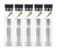 OLYCRAFT 5 Sets Reusable Glass Syringe 1ml Glass Luer Pets Syringe with Luer Locks & Blunt Tips Reusable Dispensing Syringes for Industry or Labtoratory Liquids or Pet Feeding - Silver