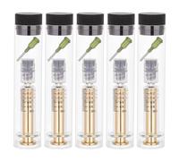 OLYCRAFT 5 Sets Reusable Glass Syringe 1ml Glass Luer Pets Syringe with Luer Locks Reusable Dispensing Syringes for Industry or Labtoratory Liquids or Pet Feeding - Gold without Needles