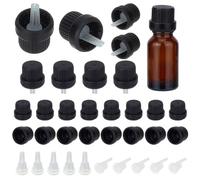 OLYCRAFT 50 Set Black 18/415 Tamper Evident Caps Reusable Plastic Replacement Cap Sample Bottle Cap With Orifice Reducer Dropper Bottle Dispensing Caps For Perfume Essential Oils - Inner Diameter 19mm