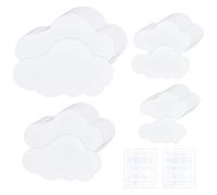OLYCRAFT 50Pcs 4 Size Large White Cloud Cutouts 5/7/9/12cm Thick Paper Clouds Shape Cloud Die Cuts Name Tags Clouds Cut Out Accents with 2 Sheets Rubber Sticker for DIY Project Craft School Wall Decor
