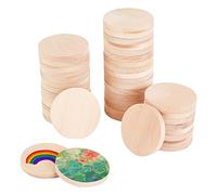 OLYCRAFT 50pcs 4cm Natural Wood Slices 5mm Unfinished Wooden Circles Blank Natural Wooden Circle Round Cutouts Thick Wood Discs Chip for DIY Crafts Painting Engraving Home Decor