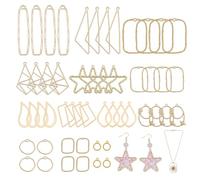 OLYCRAFT 52Pcs Alloy Open Back Bezel Pendants 13 Styles Golden Geometric Hollow Frame Charms Hollow Frame Bezels DIY Crafts for DIY Resin Pressed Flower Necklaces Earrings Jewelry Making Supplies