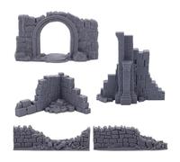 OLYCRAFT 5Pcs 5 Styles Ruined Stone Walls Antiqued Tabletop Miniature Terrain Walls Modular Scatter Terrain Pieces RPG Game Terrain Accessories for Tabletop 28mm Miniatures Wargame Display Scenes