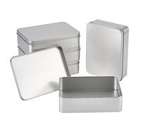 OLYCRAFT 5PCS Metal Empty Tins 14.5x10.6cm Inner Rectangle Airtight Metal Storage Tin Home Organizer Metal Rectangular Empty Hinged Tins Box with Lids for Small Items Storage