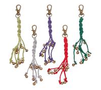 OLYCRAFT 5pcs Mini Witch Bell Keychains 5 Colors Protection Witchcraft Supplies Set Door Bell Keychain Jute Hanging Decor 140-145mm Natural Fiber Craft for Festival Home Decorations