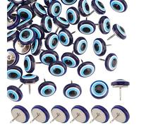 OLYCRAFT 60Pcs Evil Eye Thumbtacks Half Round Resin Evil Eye Pins 13mm Small Cork Board Pushpins Decorative Pins and Tacks for Whiteboard Photo Wall Paper Memo Office Accessories