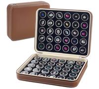 OLYCRAFT 60Pcs Gemstone Display Collection Storage Box Black Leather Jewelry Display Case Box Gem Diamond Gemstone Displays Plastic Loose Diamond Box with Clear Lid for Small Jewellery Collectible