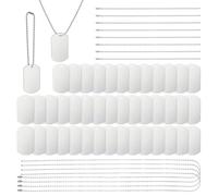 OLYCRAFT 60Pcs Sublimation Blank Dog Tag Set Silver Double Sided Blank Stamping Metal Tag Includes Aluminum Sublimation Stamping Tags Necklace Chain for Necklace Bracelet Making Personalized Pet Tags