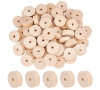 OLYCRAFT 60pcs Unfinished Wood Wheels 30mm Diameter Blank Wood Slices 6.5~7mm Hole Round Wheel Wooden Pieces Unfinished Blank Slices for DIY Project Painting Decoration Crafts