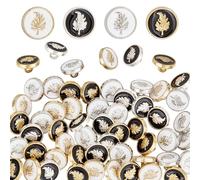OLYCRAFT 64Pcs 4 Styles Leaf Alloy Shank Button 10mm 1-Hole Metal Enamel Shank Buttons Retro Vintage Alloy Shank Button Round Sewing Shank Buttons for DIY Craft or Button Replacement