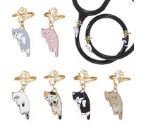 OLYCRAFT 6Pcs 6 Color Cat Stethoscope Charms 1.8 Inch Alloy Cute Cats Stethoscopes Tag Pendant ID Name Tag Charm Stethoscope Charms Accessories for Doctor Nurse Medical Assistant