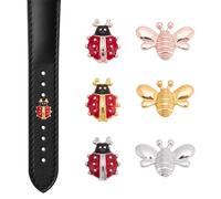 OLYCRAFT 6Pcs 6 Styles Watch Band Charms Chic Bling Insects Wristband Accessories Watch Band Ladybug Charms Set Decorative Metal Nails Studs Charm for Watches Loops Accesssries Charm