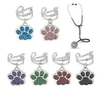 OLYCRAFT 6Pcs Bling Rhinestone Stethoscope Charms Set Paw Print Stethoscopes Tag Alloy Enamel Pendant ID Name Tag Charm Stethoscope Charms Stethoscopes Accessories for Doctor Nurse Medical Assistant